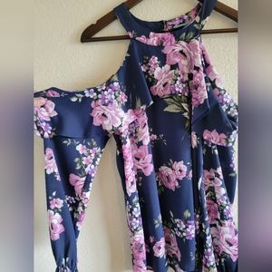 Cold shoulder floral top